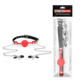 Кляп с зажимами на соски NoTabu